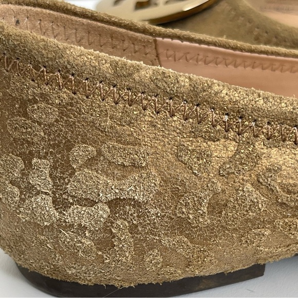 Tory Burch REVA Ballet Powdered Animal Print Metal Logo Flats Size 8.5 school - Picture 2 of 15